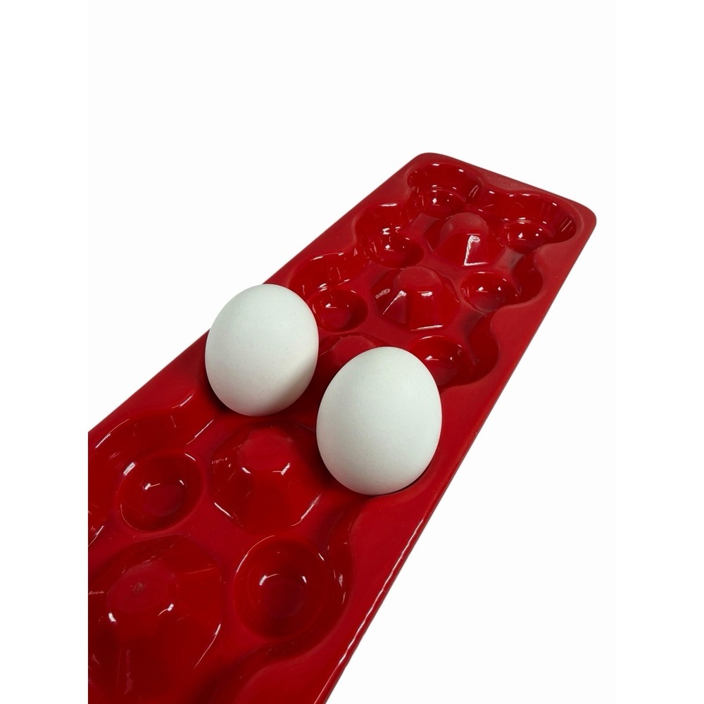 Red Ceramic Easter Egg‎ Holder for Countertop Table Decor Two Dozen